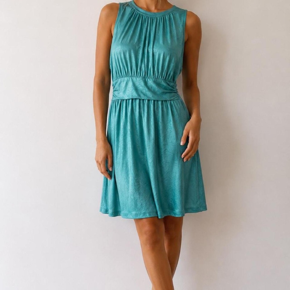 🩵 S/M HAK Super Soft, Lightweight Teal Ruched Waist Dress